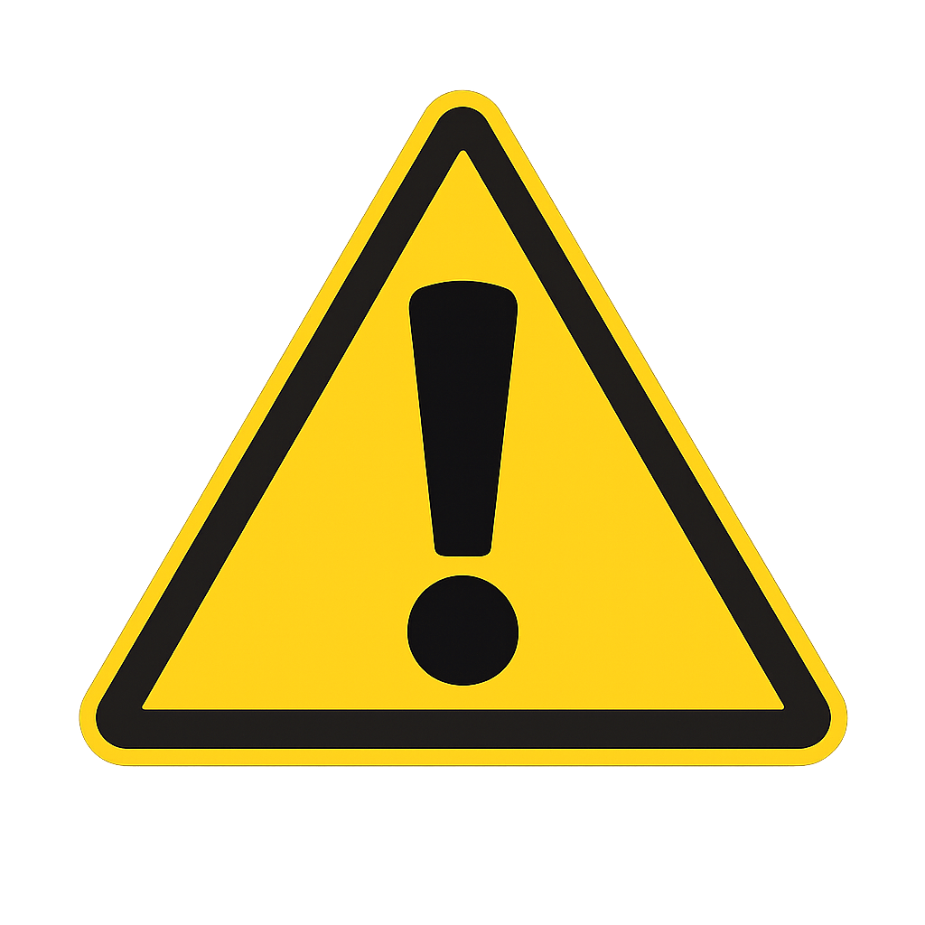 Yellow triangle warning sign with black border and exclamation mark