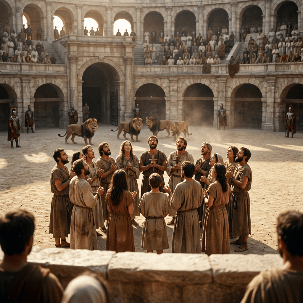 Martyrs singing hymns in the Coliseum